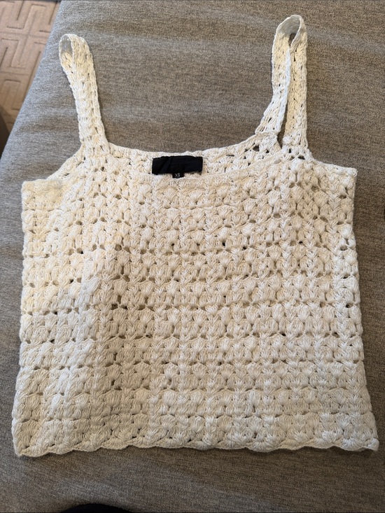 Nili Lotan Tops - Nili Lotan Cream Crochet Knit Tank